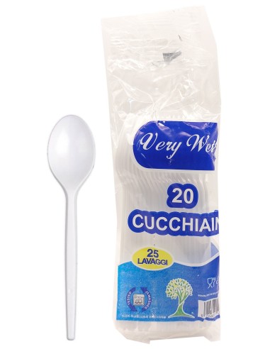 very well 20 cucchiaini riutilizzabili in plastica 12cm - bianchi: tuttocasashop.live: carta & monouso