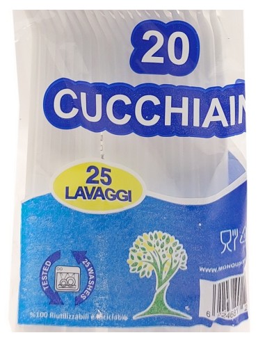 very well 20 cucchiaini riutilizzabili in plastica 12cm - bianchi: tuttocasashop.live: carta & monouso
