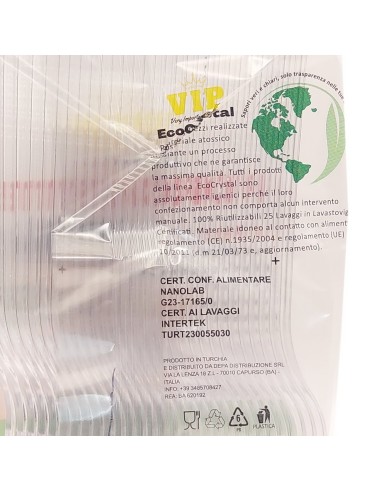 vip 30 forchette riutilizzabili in plastica 17cm - trasparenti - ecocrystal: tuttocasashop.live: carta & monouso