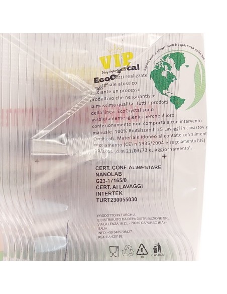 vip 30 forchette riutilizzabili in plastica 17cm - trasparenti - ecocrystal: tuttocasashop.live: carta & monouso