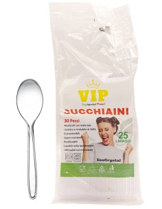 vip 30 cucchiaini riutilizzabili in plastica 12cm - trasparenti - ecocrystal: tuttocasashop.live: carta & monouso