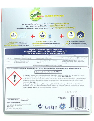 svelto professional - 188 tabs lavastoviglie - classico - h.a.c.c.p.: tuttocasashop.live: pulizia e cura della casa
