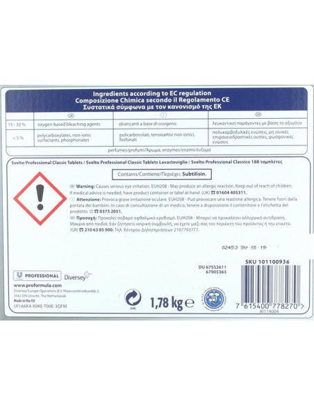 svelto professional - 188 tabs lavastoviglie - classico - h.a.c.c.p.: tuttocasashop.live: pulizia e cura della casa
