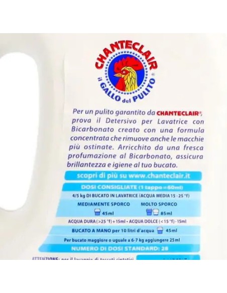 chanteclair detersivo lavatrice - 28 lavaggi 1260ml - bicarbonato: tuttocasashop.live: prodotti per bucato e tessuti