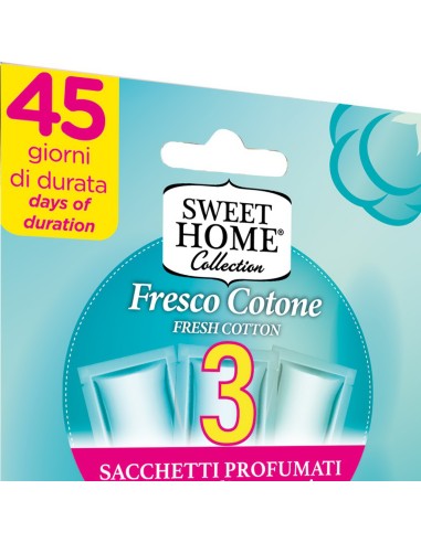 sweet home 3 sacchetti profumati per armadi e cassetti 45gg - fresco cotone: tuttocasashop.live: prodotti per bucato e tessuti