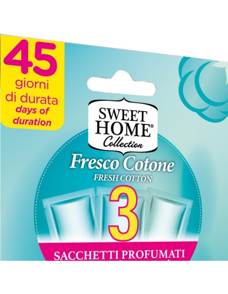 sweet home 3 sacchetti profumati per armadi e cassetti 45gg - fresco cotone: tuttocasashop.live: prodotti per bucato e tessuti