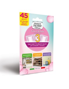 sweet home 3 sacchetti profumati per armadi e cassetti 45gg - gocce di seta: tuttocasashop.live: prodotti per bucato e tessuti