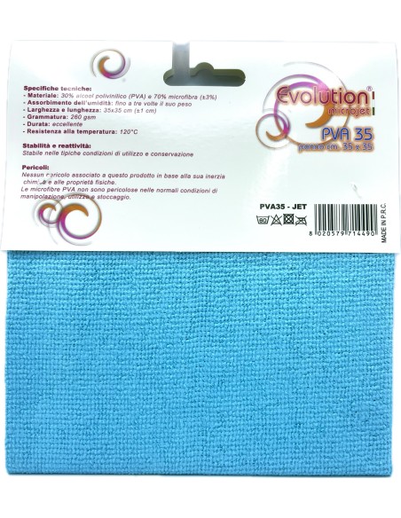evolution microjet pva35 - panno microfibra in pva - 35x35cm - celeste: tuttocasashop.live: pulizia e cura della casa