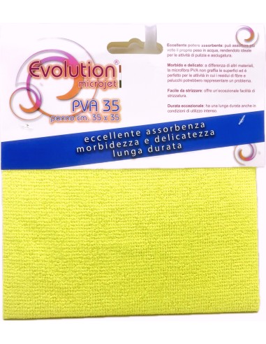 evolution microjet pva35 - panno microfibra in pva - 35x35cm - giallo: tuttocasashop.live: pulizia e cura della casa
