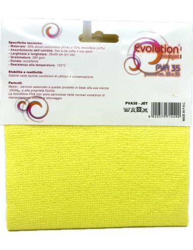 evolution microjet pva35 - panno microfibra in pva - 35x35cm - giallo: tuttocasashop.live: pulizia e cura della casa
