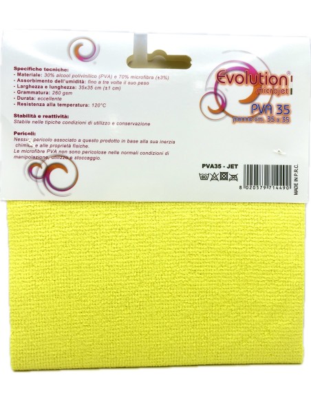 evolution microjet pva35 - panno microfibra in pva - 35x35cm - giallo: tuttocasashop.live: pulizia e cura della casa