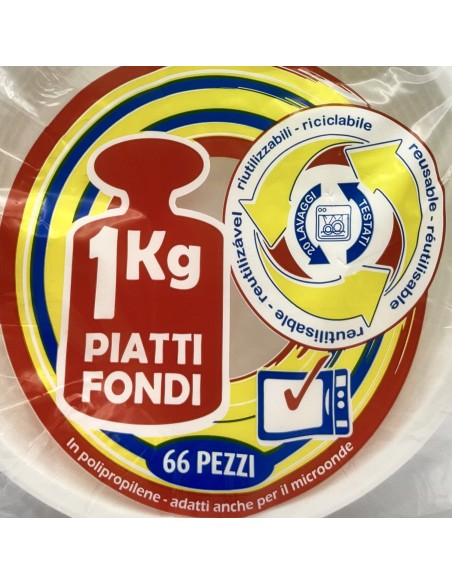 salento 66 piatti monouso plastica extra rigidi diametro 22cm - 1kg - fondi: tuttocasashop.live: carta & monouso