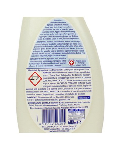 chanteclair sgrassatore universale spray 600ml - ricarica - bicarbonato: tuttocasashop.live: pulizia e cura della casa