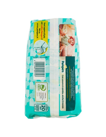 pampers pannolini baby-dry - taglia 3 midi 4-9kg - 20 pezzi: tuttocasashop.live: igiene e cura della persona