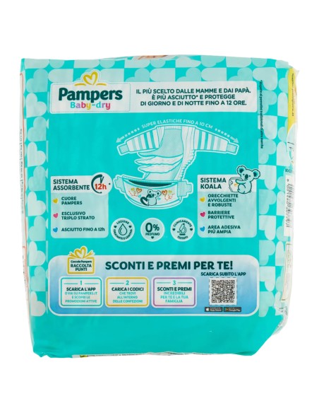 pampers pannolini baby-dry - taglia 3 midi 4-9kg - 20 pezzi: tuttocasashop.live: igiene e cura della persona