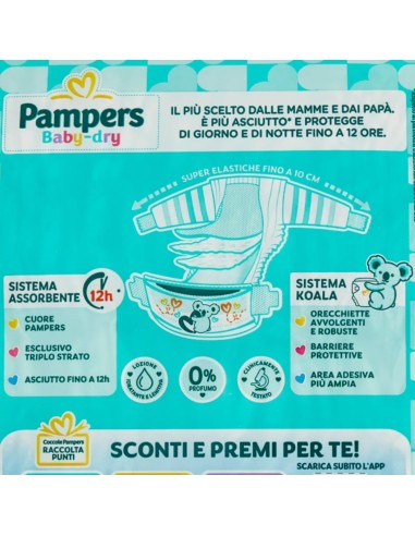 pampers pannolini baby-dry - taglia 3 midi 4-9kg - 20 pezzi: tuttocasashop.live: igiene e cura della persona