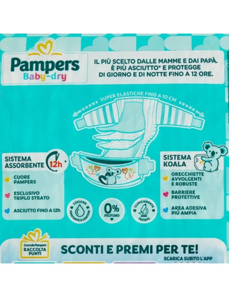 pampers pannolini baby-dry - taglia 3 midi 4-9kg - 20 pezzi: tuttocasashop.live: igiene e cura della persona