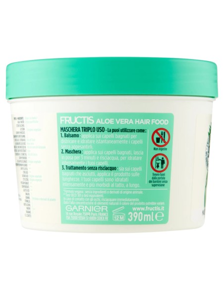 fructis hair food maschera capelli 390ml - aloe vera - idratante: tuttocasashop.live: igiene e cura della persona