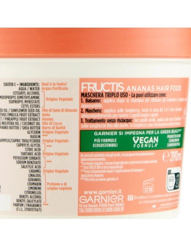 fructis hair food maschera capelli 390ml - ananas - lunghezze luminose: tuttocasashop.live: igiene e cura della persona