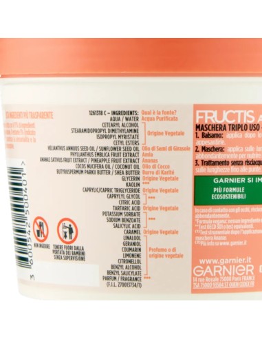 fructis hair food maschera capelli 390ml - ananas - lunghezze luminose: tuttocasashop.live: igiene e cura della persona