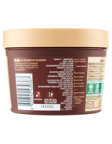fructis hair food maschera capelli 390ml - burro di cacao - rigenera ricci: tuttocasashop.live: igiene e cura della persona