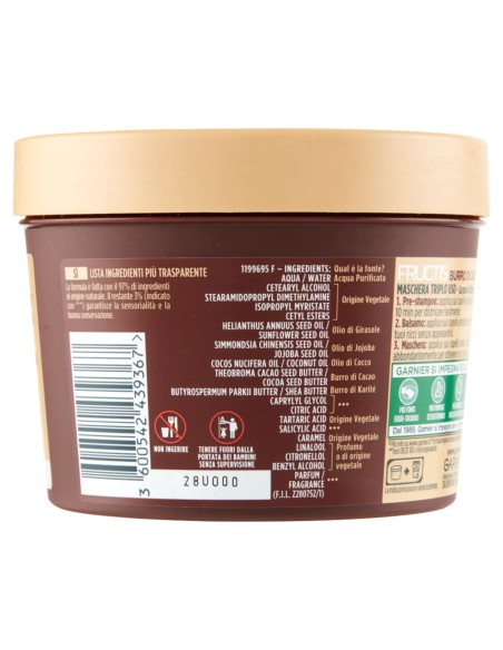 fructis hair food maschera capelli 390ml - burro di cacao - rigenera ricci: tuttocasashop.live: igiene e cura della persona