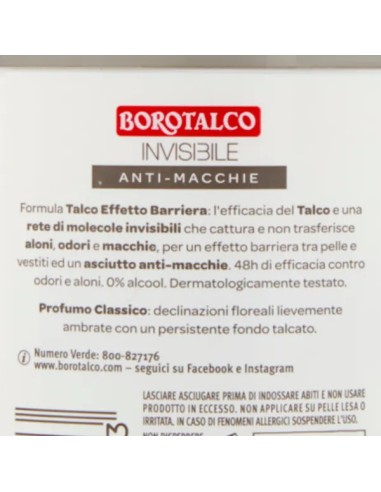 borotalco deodorante stick 40ml - invisibile - talco - anti-macchie: tuttocasashop.live: igiene e cura della persona