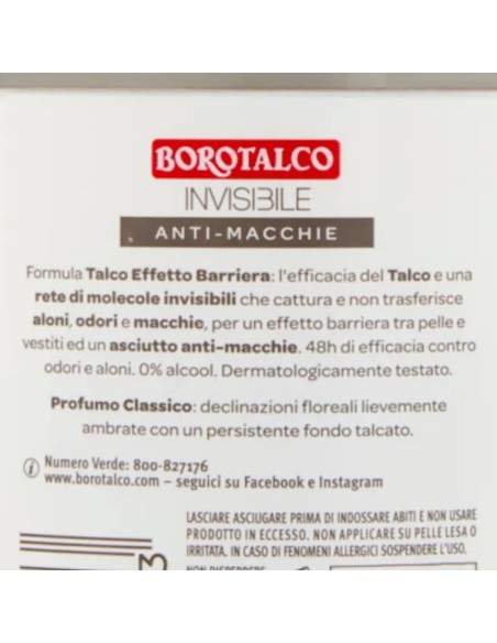 borotalco deodorante stick 40ml - invisibile - talco - anti-macchie: tuttocasashop.live: igiene e cura della persona