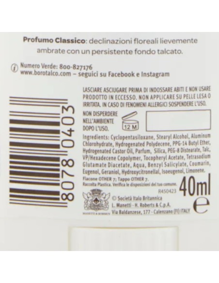 borotalco deodorante stick 40ml - invisibile - talco - anti-macchie: tuttocasashop.live: igiene e cura della persona