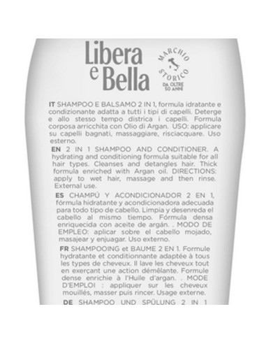 libera e bella shampoo e balsamo 2in1 - 300ml - con olio di argan: tuttocasashop.live: igiene e cura della persona