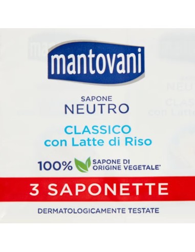 mantovani sapone neutro classico con latte di riso - 3 saponette da 90g: tuttocasashop.live: igiene e cura della persona
