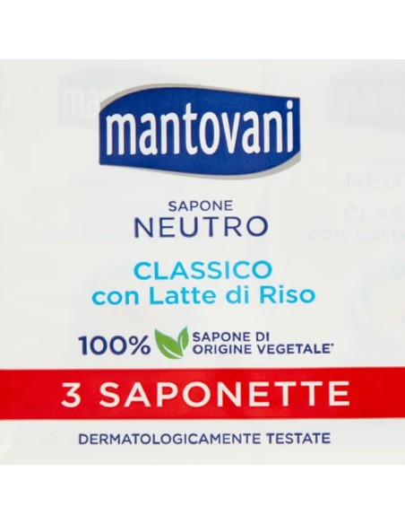 mantovani sapone neutro classico con latte di riso - 3 saponette da 90g: tuttocasashop.live: igiene e cura della persona