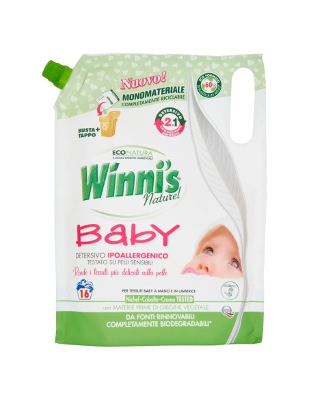 winni's baby detersivo ipoallergenico - 16 lavaggi - 800ml - ecoricarica: tuttocasashop.live: prodotti per bucato e tessuti