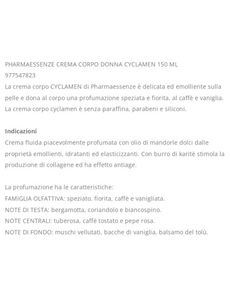 pharma essenze crema corpo - 150ml - cyclamen pour femme: tuttocasashop.live: igiene e cura della persona