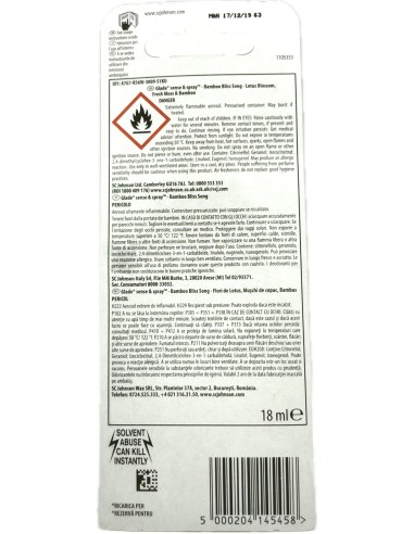 glade sense & spray - 18ml ricarica - bamboo: tuttocasashop.live: pulizia e cura della casa