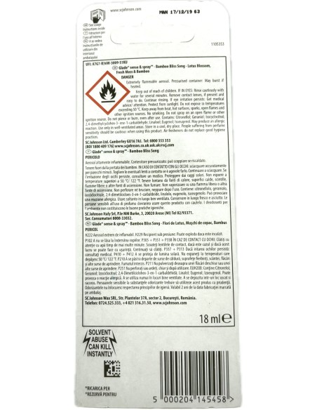 glade sense & spray - 18ml ricarica - bamboo: tuttocasashop.live: pulizia e cura della casa