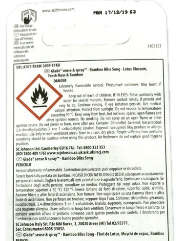 glade sense & spray - 18ml ricarica - bamboo: tuttocasashop.live: pulizia e cura della casa