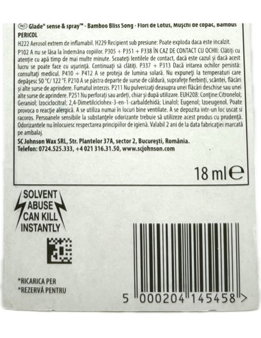 glade sense & spray - 18ml ricarica - bamboo: tuttocasashop.live: pulizia e cura della casa
