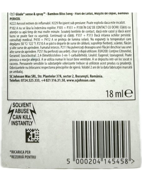 glade sense & spray - 18ml ricarica - bamboo: tuttocasashop.live: pulizia e cura della casa