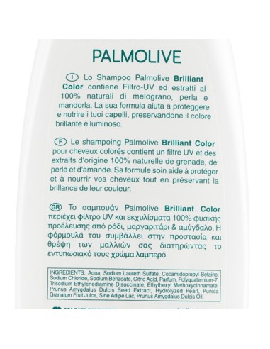 palmolive shampoo 350ml - capelli colorati - brilliant color: tuttocasashop.live: igiene e cura della persona
