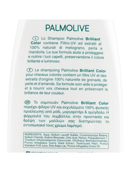 palmolive shampoo 350ml - capelli colorati - brilliant color: tuttocasashop.live: igiene e cura della persona