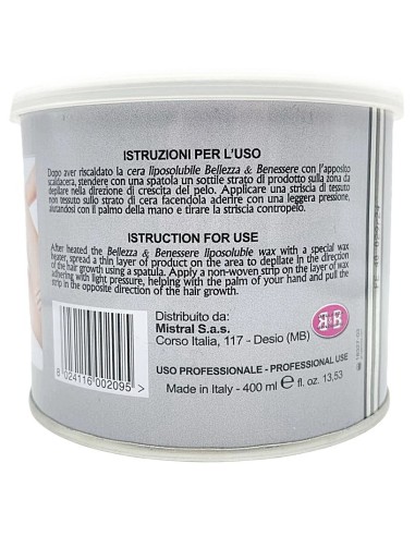b&b bellezza benessere cera depilatoria liposolubile 400ml - zinco: tuttocasashop.live: igiene e cura della persona