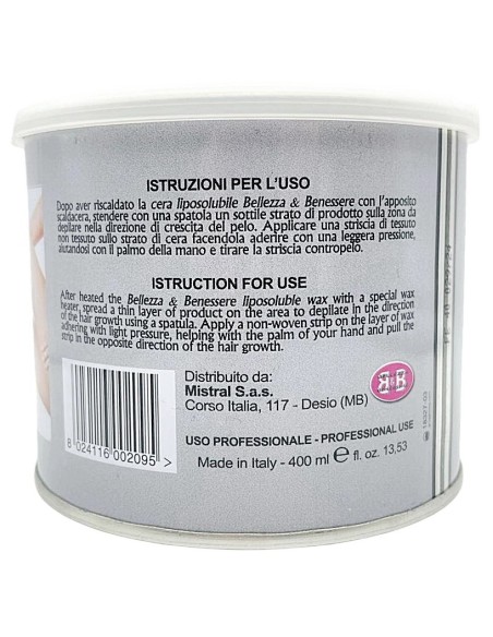 b&b bellezza benessere cera depilatoria liposolubile 400ml - zinco: tuttocasashop.live: igiene e cura della persona
