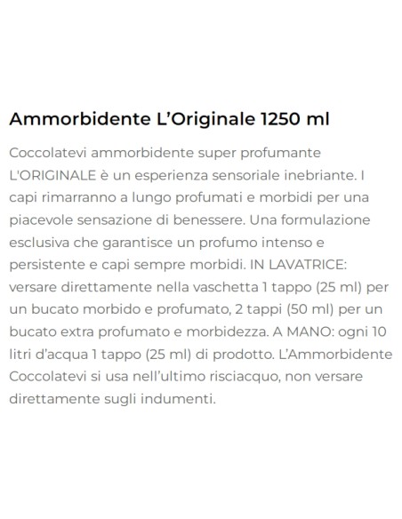 coccolatevi ammorbidente concentrato 50 lavaggi - 1250ml - original: tuttocasashop.live: prodotti per bucato e tessuti