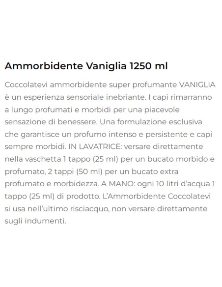 coccolatevi ammorbidente concentrato 50 lavaggi - 1250ml - vaniglia: tuttocasashop.live: prodotti per bucato e tessuti