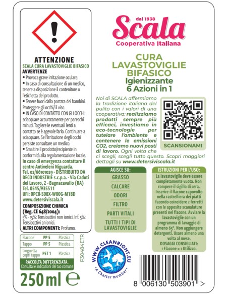 scala curalavastoviglie bifasico - 250ml - igienizzante 6 azioni in 1: tuttocasashop.live: pulizia e cura della casa