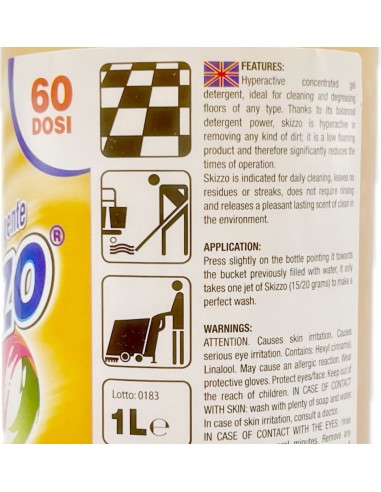 skizzo detergente pavimenti iperattivo profumato 1 litro 60 dosi - vanillin: tuttocasashop.live: pulizia e cura della casa