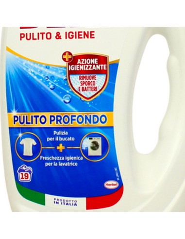 dixan detersivo lavatrice liquido 19 lavaggi - 855ml - pulito & igiene: tuttocasashop.live: prodotti per bucato e tessuti