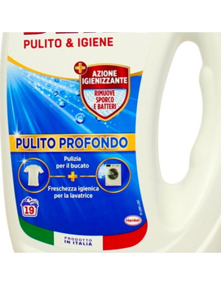 dixan detersivo lavatrice liquido 19 lavaggi - 855ml - pulito & igiene: tuttocasashop.live: prodotti per bucato e tessuti