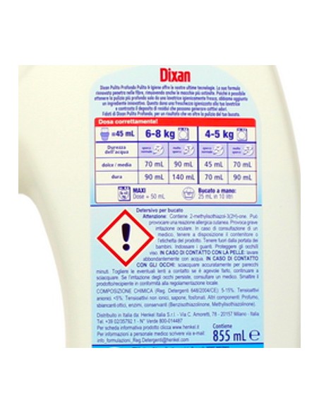 dixan detersivo lavatrice liquido 19 lavaggi - 855ml - pulito & igiene: tuttocasashop.live: prodotti per bucato e tessuti
